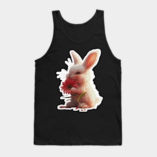 Radiant Smiles in 3D with Floral Whiskers, Fluffy Elegance Tank Top